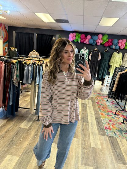 Sally Striped Collared Sweatshirt