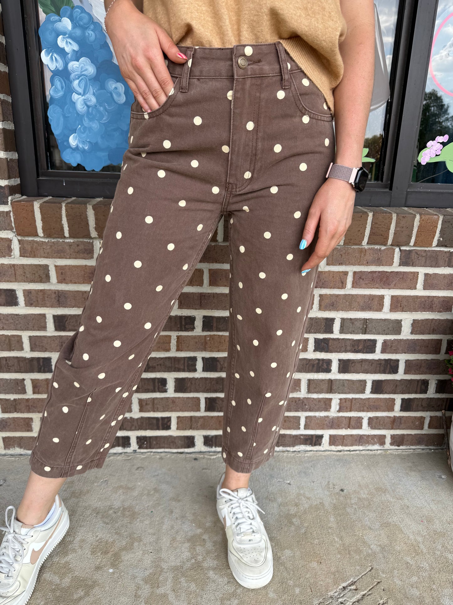 Whitt Polka Dot Cropped Denim Jeans