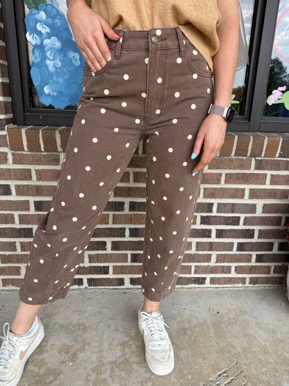 Whitt Polka Dot Cropped Denim Jeans