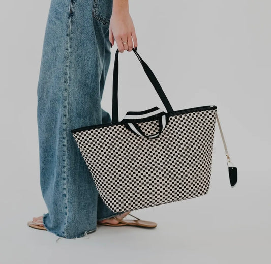 Lizzy Leather Woven Organizer Tote Bag