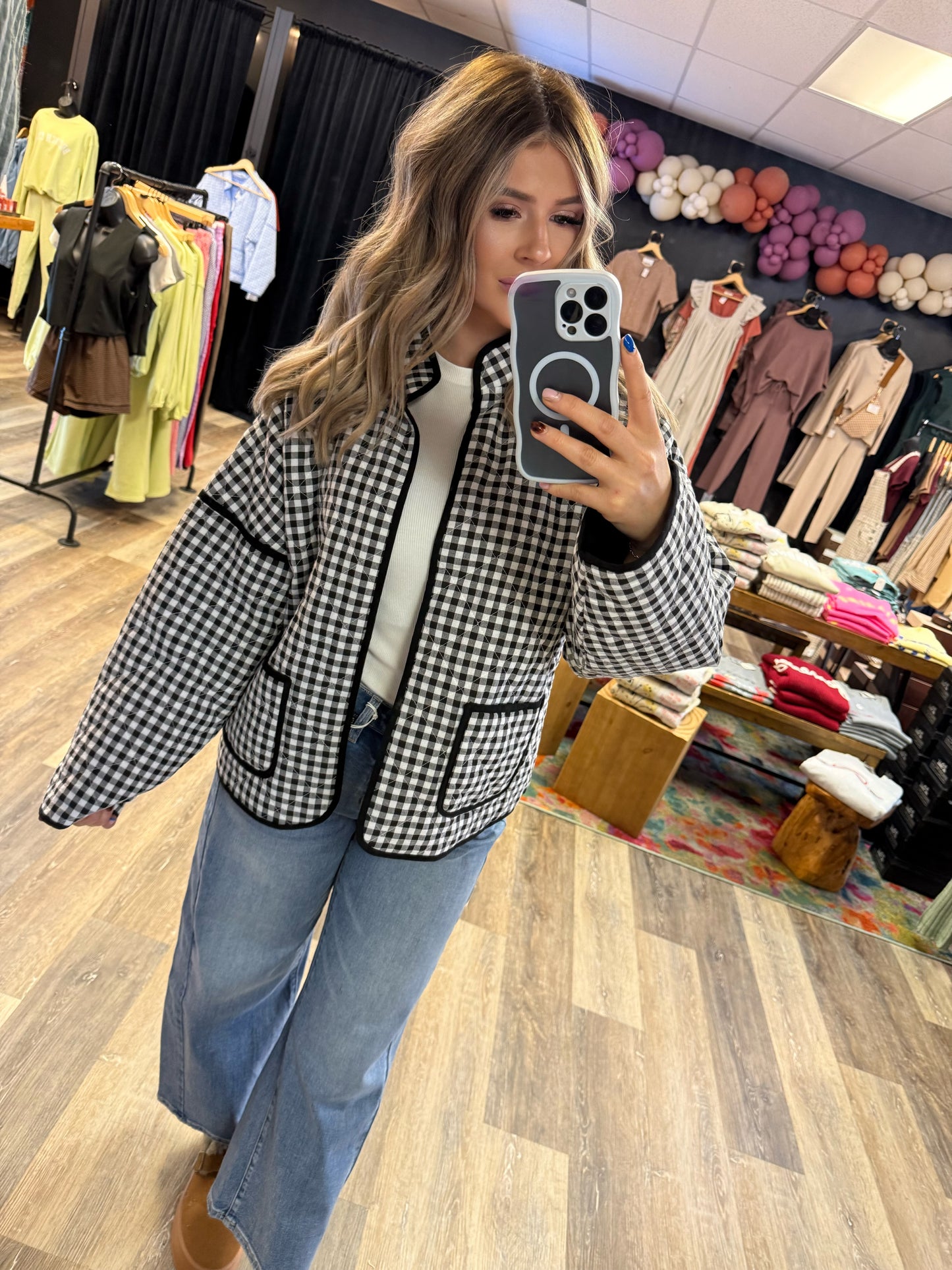 Chloe Quilted Plaid Puff Jacket
