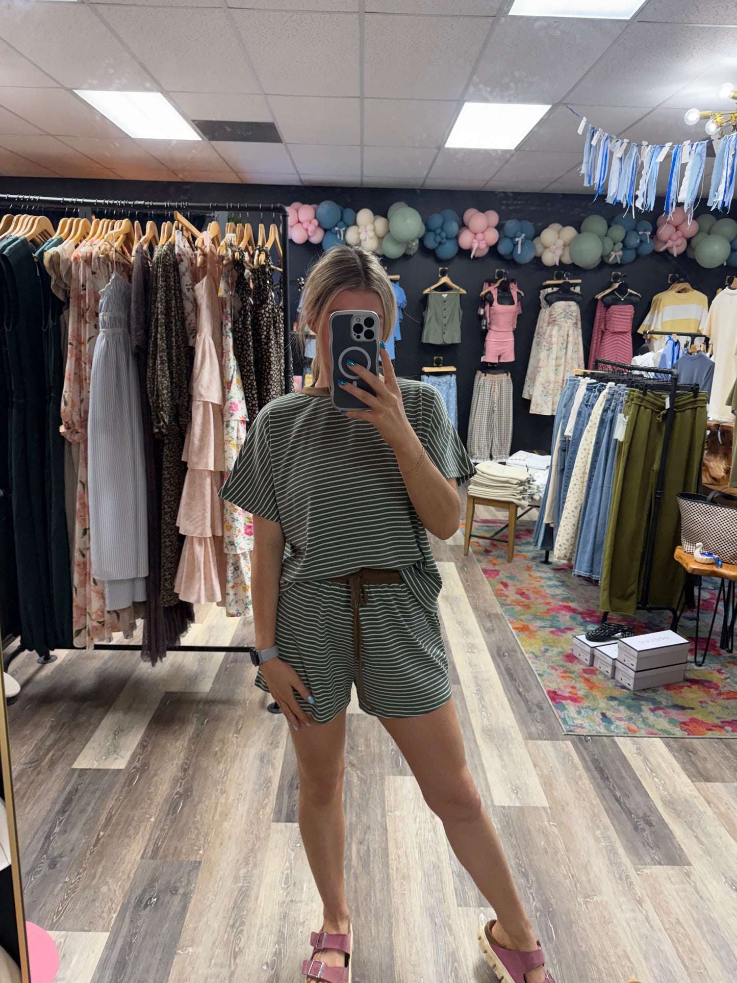 Hazel Striped Knit Top and Shorts Set