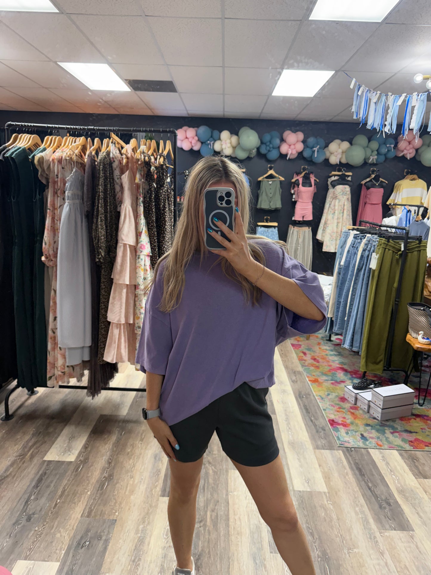 Dusty Lilac Oversized Boyfriend Mineral Wash Tee