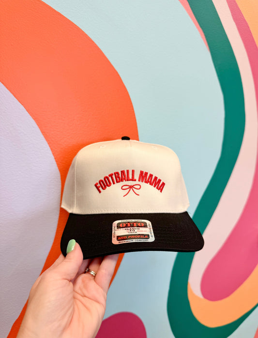 Football Mama Black & Red Embroidered Hat
