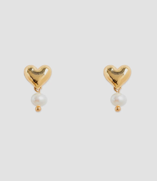 Tiny Puff Heart and Pearl Earring
