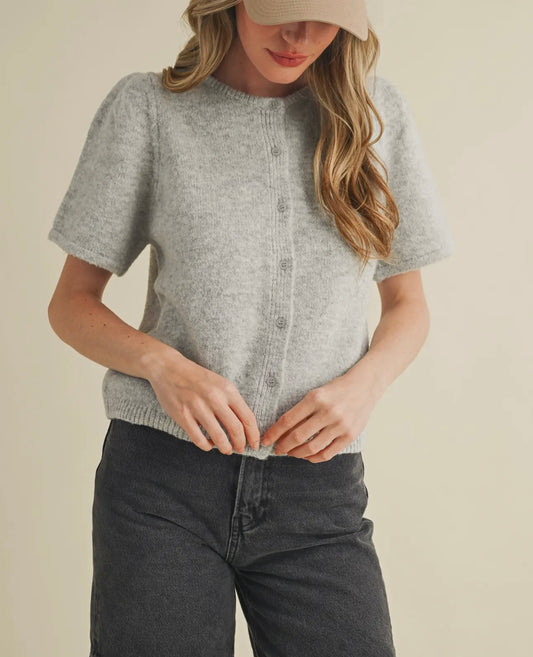 Paisley Puff Sleeve Cardigan