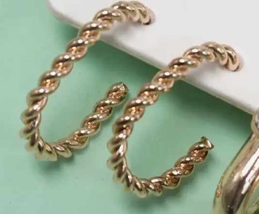 Braided Gold Huggie Earrings
