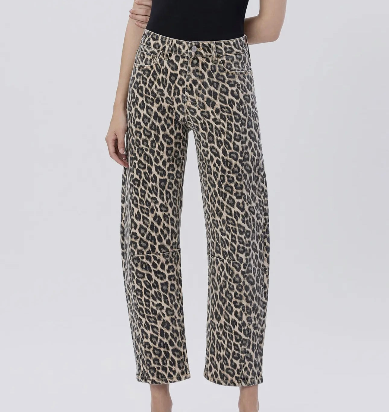 Leopard Print Barrel Jeans