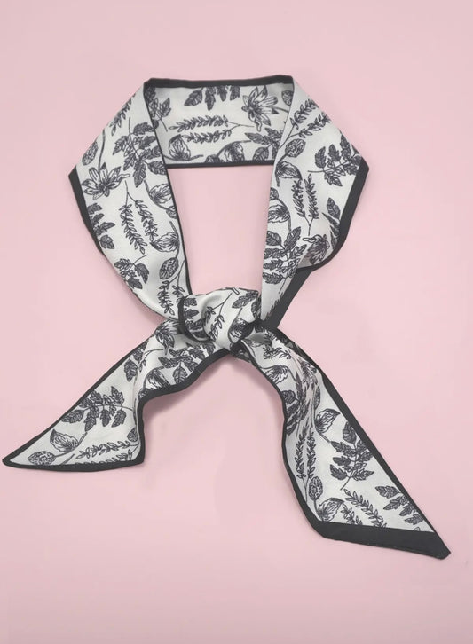 Black and white Twilly Silk Scarf