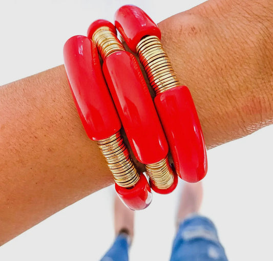 Large Red Bamboo Bracelet