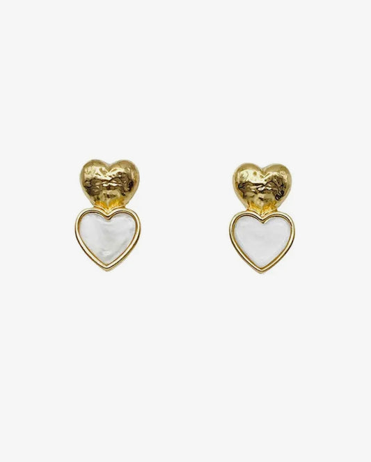 Gold Hammered Drop Earring
