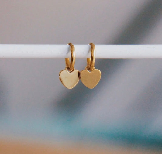Mini Gold Heart Dangle Earrings