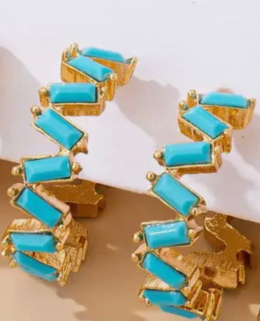 Teal and Gold Earrings