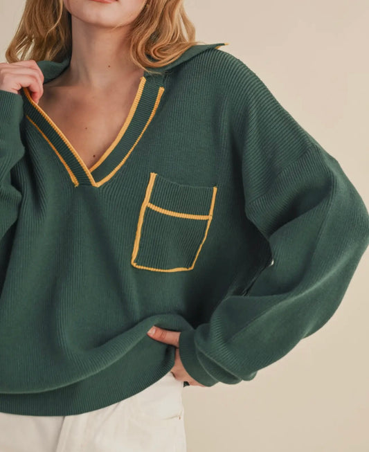Pippa Ribbed Collared Pullover Sweater