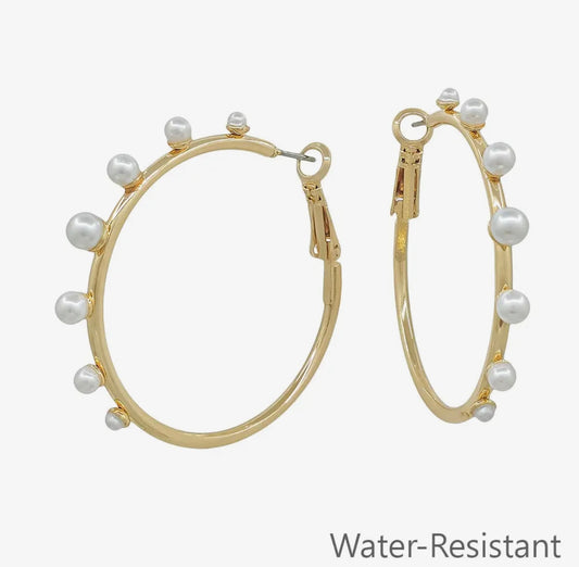 Pearl Beaded Hoop Earring