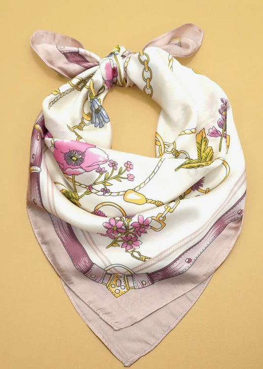 Vintage Floral Bandana Silk Scarf