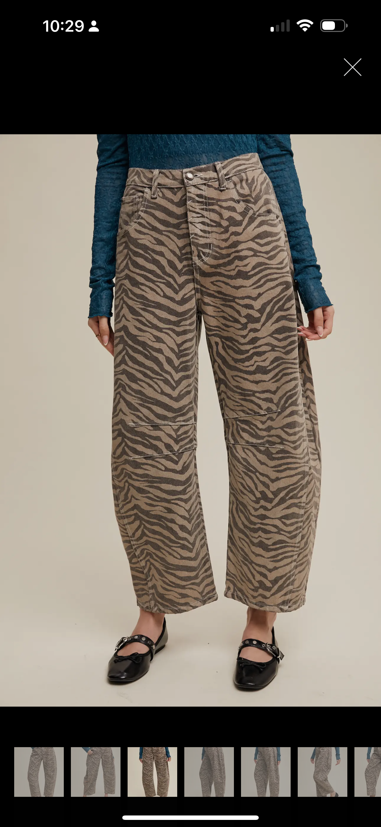 Zebra Print Barrel Jeans