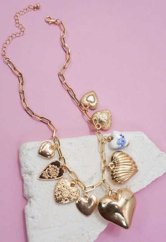 Multi Heart Charm Necklace